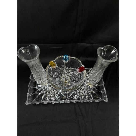 Vintage Bleikristall 24% Lead Crystal GERMAN Vase Tray glass clear candy dish - Picture 2 of 15